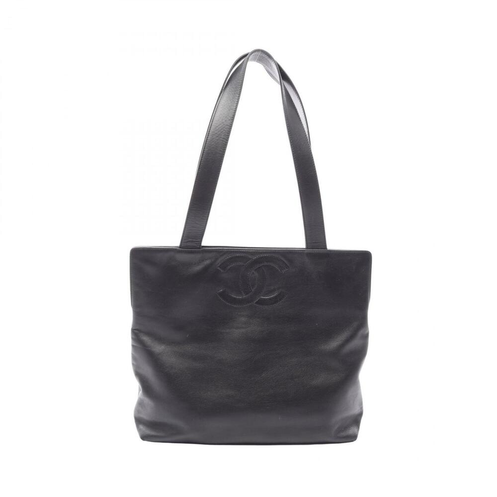 Chanel Coco Mark Tote Bag Handbag, Lambskin Leather, Women's, Black